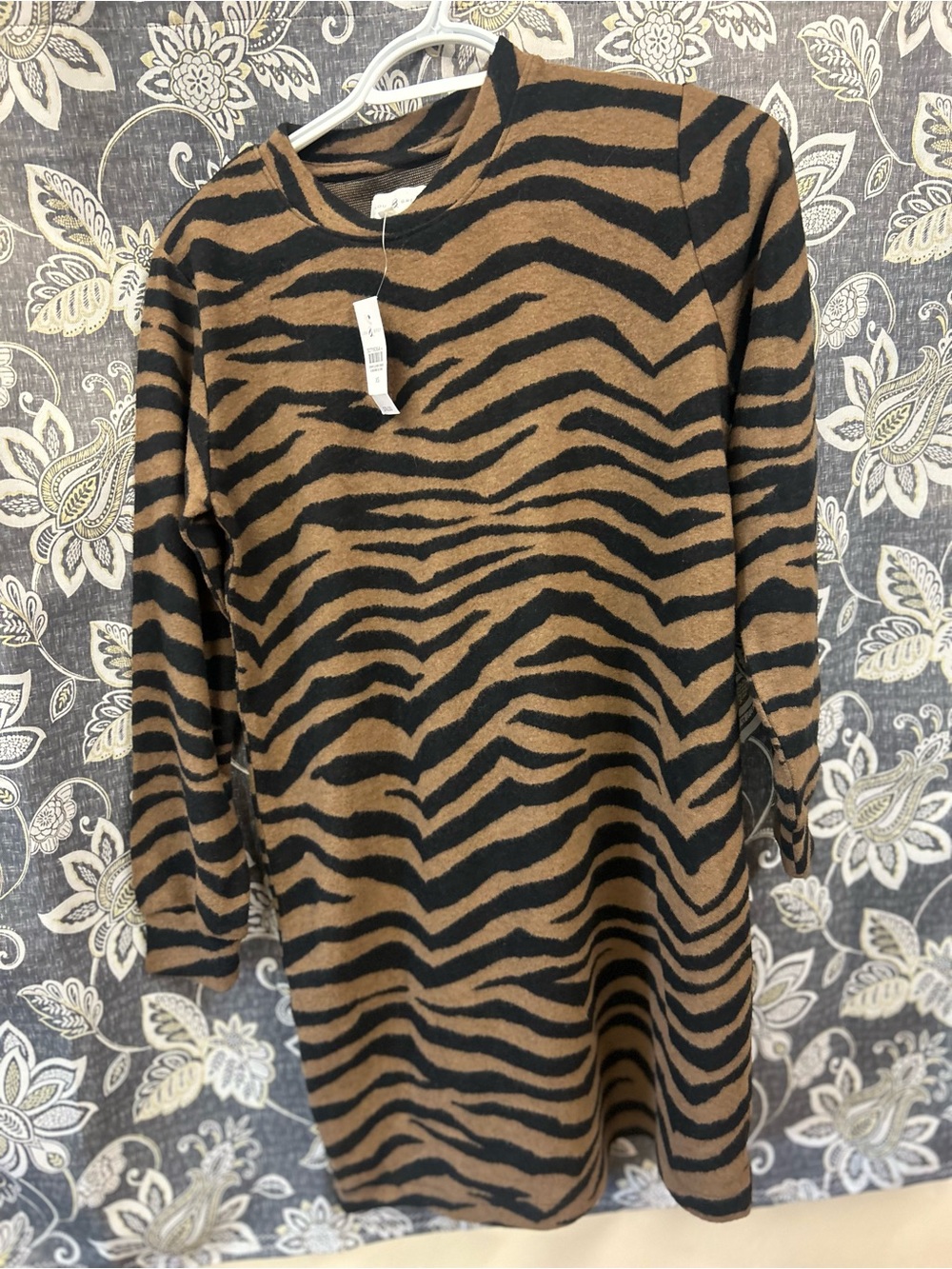 Brown and Black Zebra Print Sweater Dress NEW with Tags XS - Picture 4 of 6